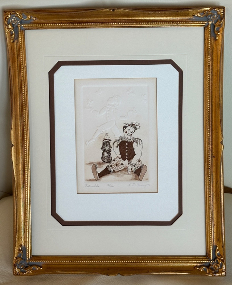D B HARVEY PETRUSHKA ETCHING 1986 LIMITED EDITION 125/200 FRAMED 16″ X 13″