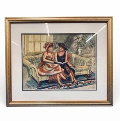1985 Listed Michele Byrne Signed Painting Acrylic & Oil Pastel Framed