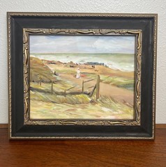 Vintage 1989 Original Coastal Oil Painting | Seaside Landscape with Ocean View |