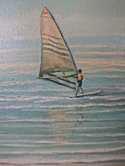 Maui Hawaiian Painting by E Shimokawa WIND SURFING OFF KIHEI MAUI Signed 1987