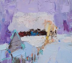 Frosty, 31×32 cm, Cardboard, Painting by Shandor Alexander