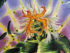 Original Signed Horror Painting Anime Style Dark Fantasy Acrylics & Gouache OOAK