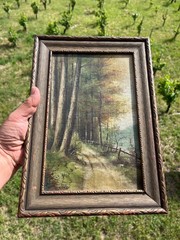 Oil Painting Forrest Path Scene 1920s