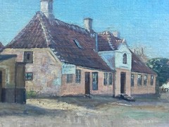 Impressionist Axel Aabrink 1887-1965 Danish Village Oil Painting