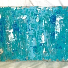ORIGINAL ART! Teal, aqua, metallic silver & blue
