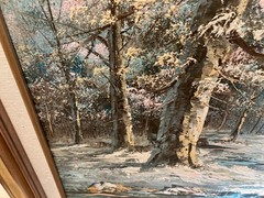 Vintage Painting Winter Landscape On Canvas WINTER MOON Painting Framed 22×19