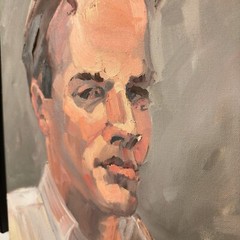 „The Serious Man“ Californian Expressionist Helen Haskell-Molles Oil Painting