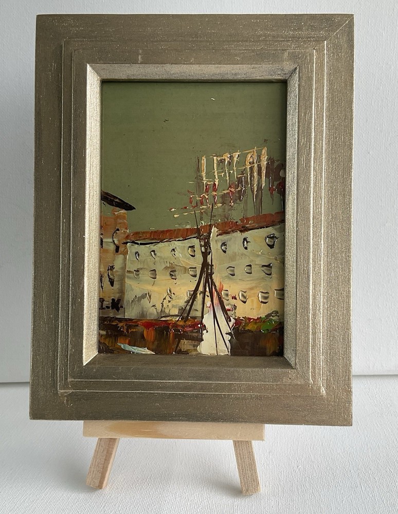 Cityscape Original Oil Painting Mini Tiny Framed Artwork Contemporary Small Art