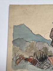 ANTIQUE ART DECO PAINTING ILLUSTRATION JOSEPH KRAEMER LISTED MOUNTAIN VIEW MEN