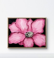 Original Pink Flower Painting 8×10 Mosaic Flower 3D Textured Impasto Art Wall