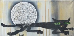 Cat Gold Silver Texture Art 60×30 Canvas Abstract Unique Textured Picture