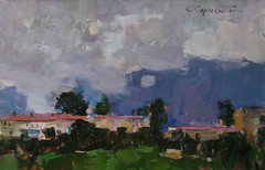 Oil painting Hills Ukrainian painter Canvas Decor Unframed original landscape
