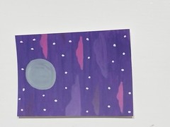 ACEO Watercolor Paper Acrylic Painting Anime Pop Art Clouds Night Sky Moon M1