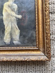 Rare 1936 Antique Ashcan Surrealist Social Realist Painting; Factory Workers