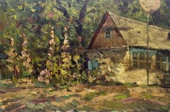 Oil painting Unframed Cottage S.Animov original painting wall decor artwork