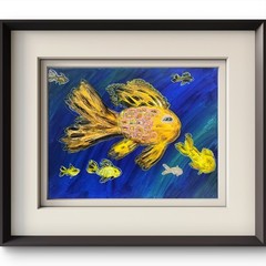 Golden Fish Fantail Original Acrylic Painting 11×14 Underwater Fantasy Ocean Art