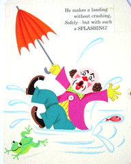 1967 CLOWN ORIGINAL CHILDREN’S BOOK PAINTING cel drawing comic art frog umbrella