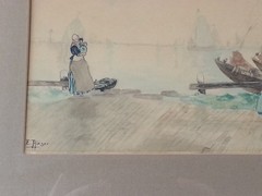 Vintage E. Elsie Rieger Signed Original Watercolor Painting Dutch Harbor Framed