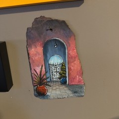 Beautiful Contemporary Oil Painting of Blue Doorway by Jerik