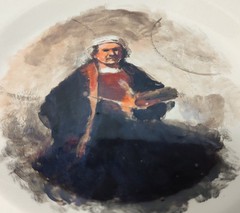 Original Painting On A Plate By Jack Lantz Portrait of Rembrandt 7.75 Inches SEE
