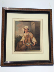 Antique Watercolor After Bartolome Esteban Murillo The Flower Girl