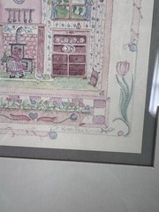 Vintage painting by Kim Peckham 20×17 Inches teddy bear dollhouse cottage core