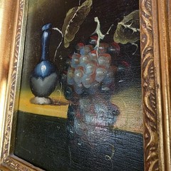 Pair Vtg Small Miniature Signed Art Oil Paintings on Board Framed Gold Ornate