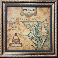Julius Lira Salazar „Maryland“ Hand Signed Oil Painting Map Art Cartographer New