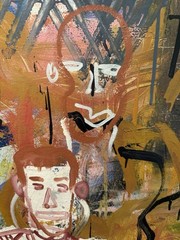 ORIGINAL ART BILL BRENNER VERY LARGE EXPRESSIONIST CUBIST CIRCA 1989 SHAPES