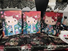 Original Hand-Painted Yakuza Baddie Hello Kitty #1 pochacco my melody Painting