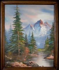 Vintage 8″x10″ Oil Painting Signed Holman Mountain Landscape13″x15″ Wood Frame
