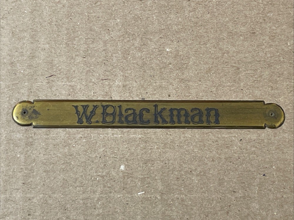 Antique Walter Blackman American Artist Brass Name Plate From Painting Frame