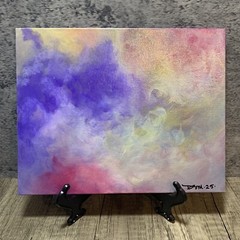 8″ x 10″ Original Acrylic Painting Clouds Sky Art Canvas Panel Decor With Easel