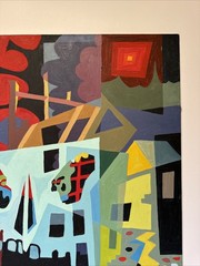 Mid Century Abstract Painting Expressionism Cubist Cubism Modernism Rowles 28”