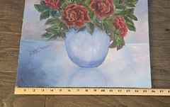 Floral Red Roses Bouquet Arrangement Still Life Canvas Oil Painting 20″ x 16″