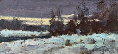 Oil Painting Winter Evening In Nature L. Maistrenko Unframed Original nAAA3552
