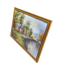 Cottage On The Lake Original Oil Painting Framed 38.5x27in C Jaffey?