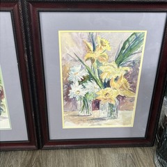 Vintage Lot Of 2 Watercolor Painting Framed 35×29 See Pics
