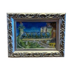 Reno NV Atlantis Hotel Casino Mini Painting OOAK 4.25 X 3.25 Signed D. Miceiche