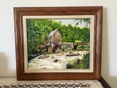 Glade Creek Grist Mill Acrylic Painting by Charles M. Allen Signed/Dated 1985