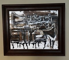 Original Oil Painting On Canvas – Trumpet & Clarinet – Jazz Inspired