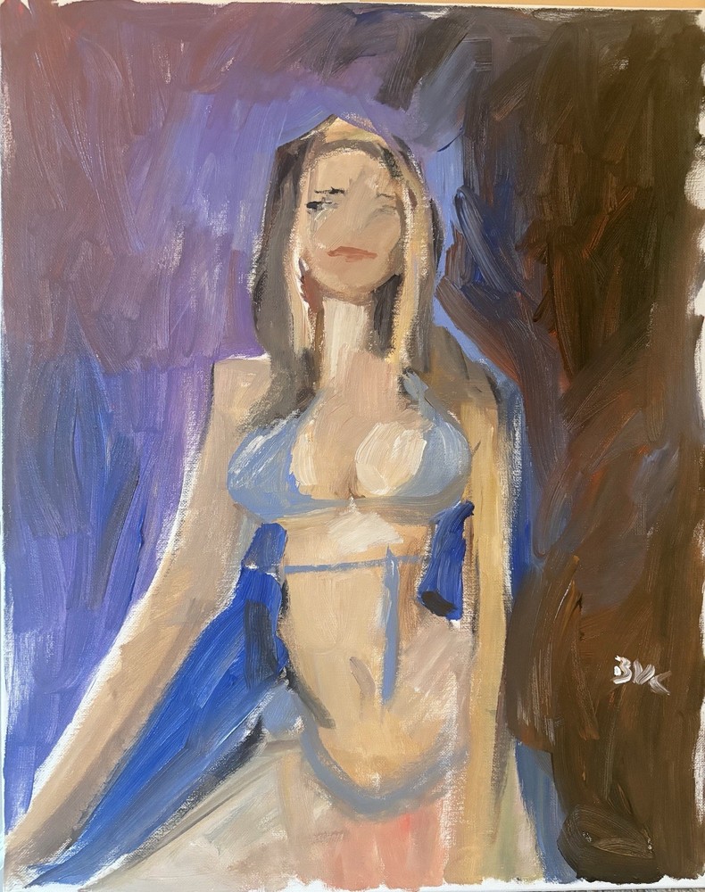 Portrait Painting Woman Cubist Impressionism 16”x20” Canvas Original Signed