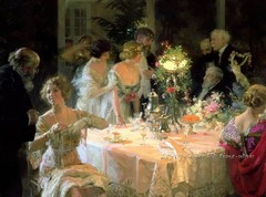 Noble banquet scene Oil painting Wall art Giclee Printed on Canvas P2401