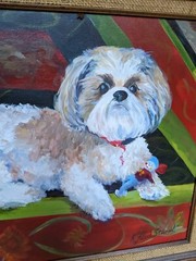 Shi Tzu Dog Art Original Oil Canvas Painting By Karen Paul Stanol