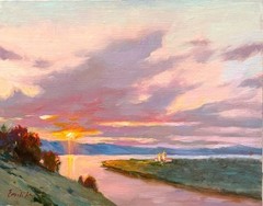 Pacific North West Sunset original oil painting WA landscape impressionism art