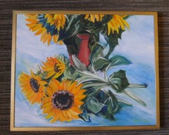Georgene Campion Untitled, Sunflower Flower vase Oil on canvas 31 x25 Framed