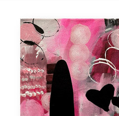 Vibrant Abstract Mary Myers Original Acrylic Layered Hot Pink Black Shapes