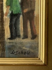 LEONARD SCHEU ANTIQUE MODERN FIGURATIVE LANDSCAPE OIL PAINTING OLD CALIFORNIA 53