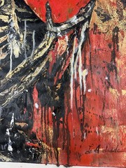 original skeleton heart hand painted oil artwork 34”x27”inches OBO