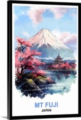 Mount Fuji Japan Travel Poster or Gallery Canvas Wrap Wall Art Home